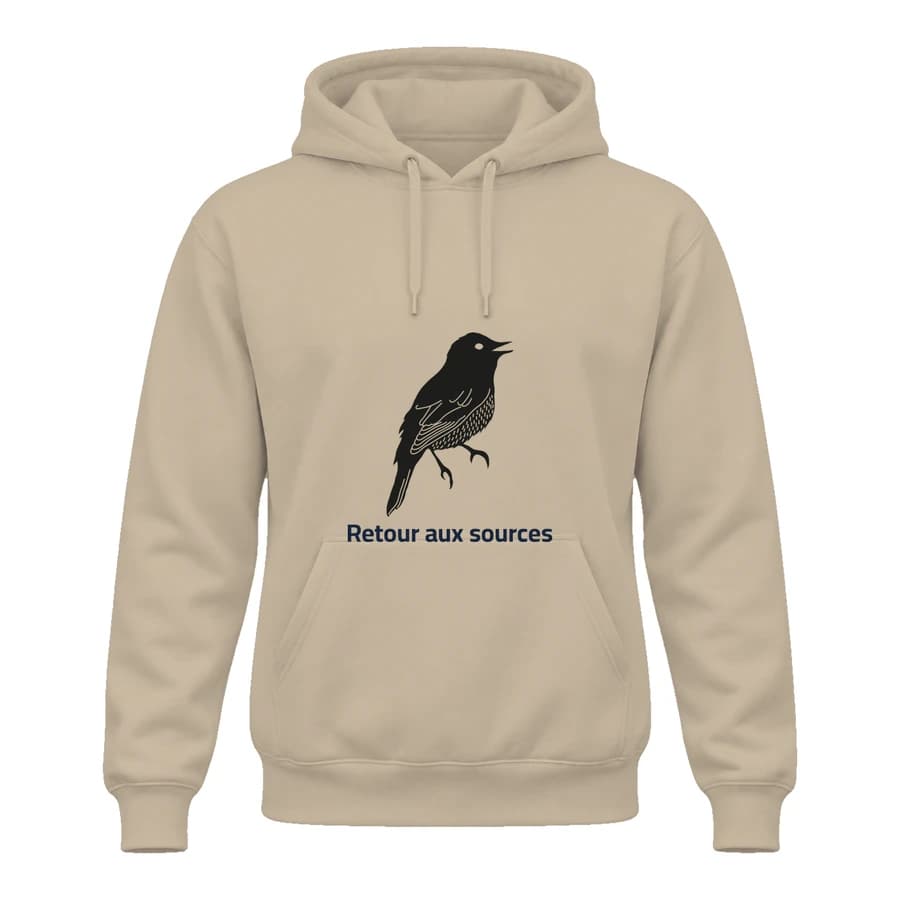 Hoodie — Oiseau — الأمام — بيج
